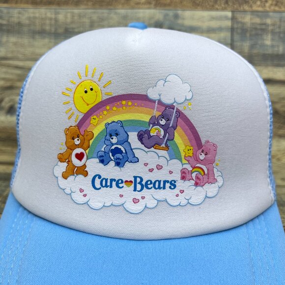 Care Bears Unisex Trucker Hat Baby Blue Snapback 80s Cartoon Throwback Cap - Picture 3 of 5